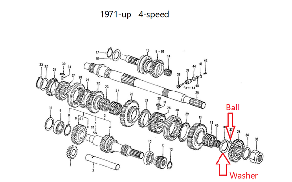 Transmission Main Shaft Thrust Washer or Steel ball 4 and 5 Speed 240Z 260Z 280Z