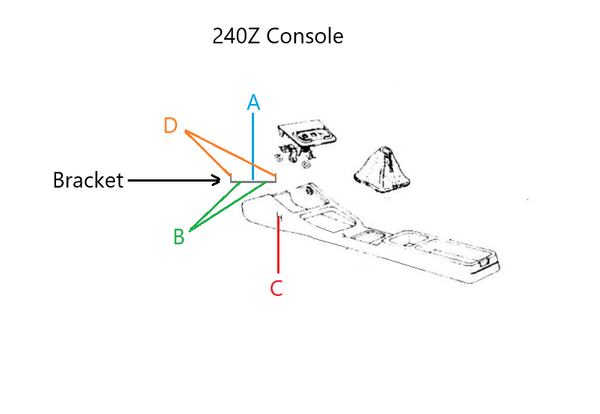 Console Front Mount Bracket and Hardware Fasteners 240Z