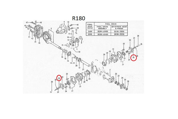 R180 Differential Axle O Ring seal OEM 240Z 260Z 280Z