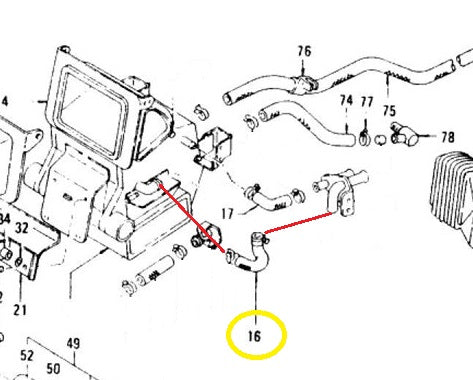 Heater Core Coolant Hose Under Dash 260Z 280Z