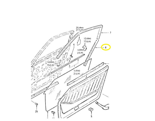 Door Glass Run Felt Rubber OEM 240Z 260Z 280Z