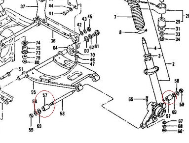 Spindle Pin Bushing Rear Control Arm OEM 240Z 280Z