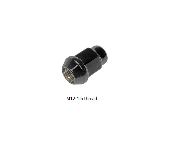 Lug Nut Black M12-1.5 Thread Hex or Spline Drive