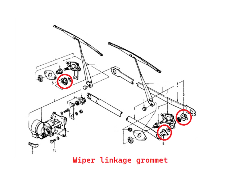 Wiper Linkage Clip Retainer Cup Ball Grommet Bushing 280ZX 620 OEM Z