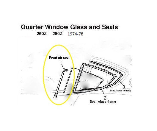 Quarter Window Rubber Vertical Side Seal 260Z 280Z