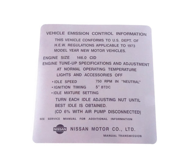Tune Up Emission Decal sticker 240Z 1970-73