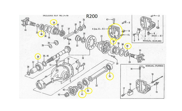 R200 Differential Rebuild Kit Seals Bearings OEM | Z Car Depot Inc