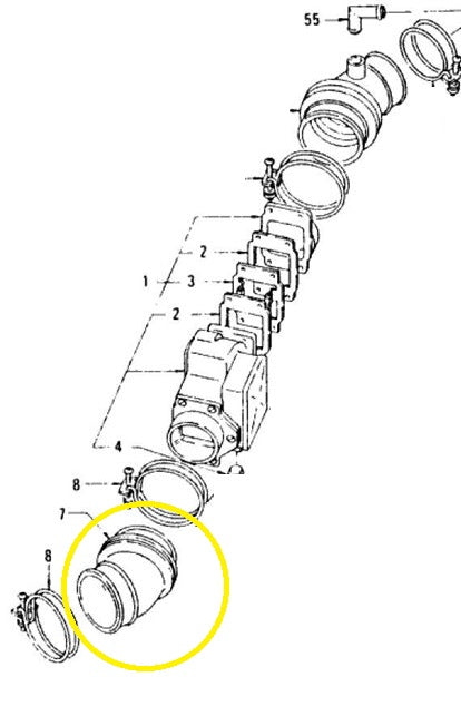 Air Intake AFM to Throttle Body Boot Hose EFI 280Z 75-78 Air Intake AFM to Throttle Body Boot Hose EFI 280Z 75-78