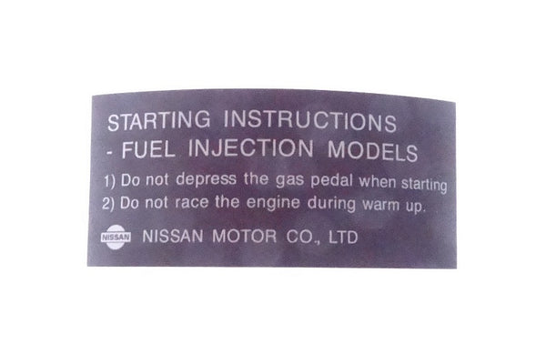 Starting Instructions Decal Fuel Injection Sticker 280Z